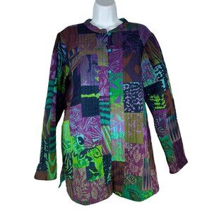 Appleseeds Petites Patchwork Jacket Cotton Blend Multicolor Long Sleeve